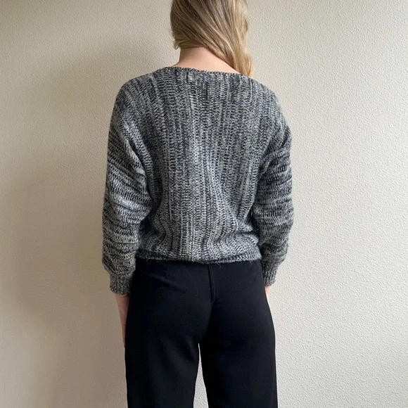 Vintage 1980s Gray Sweater With Bow Trompe L'œil (M/L) - Picture 4 of 10